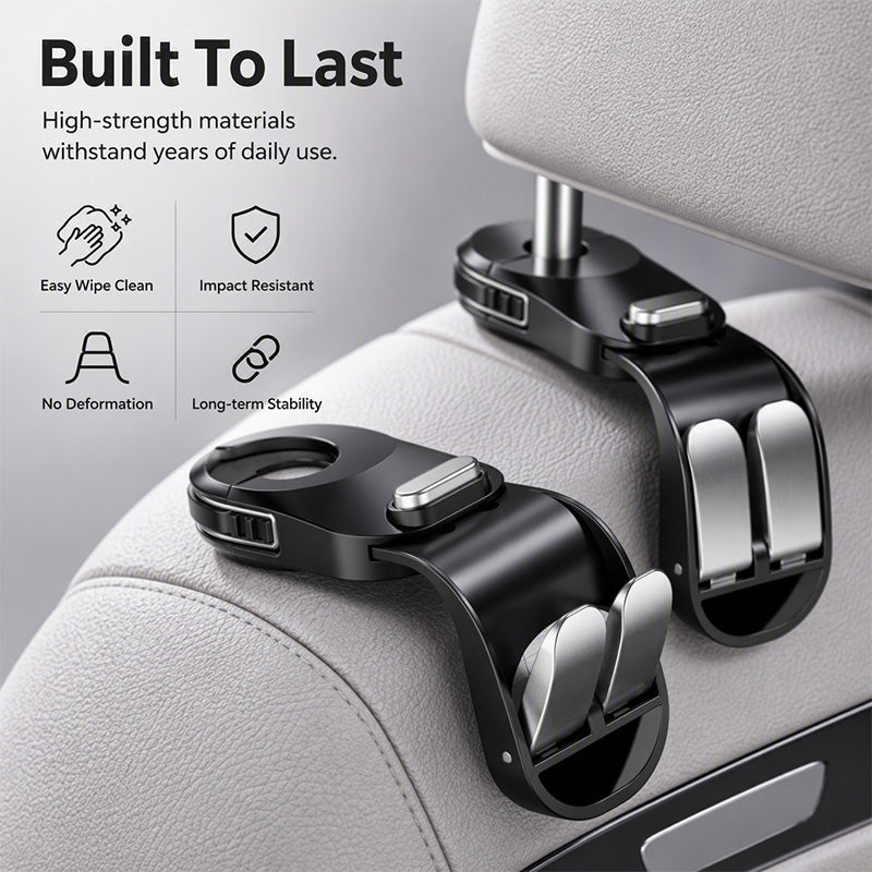 🚗 Car Headrest Hooks – No More Bags Rolling Around