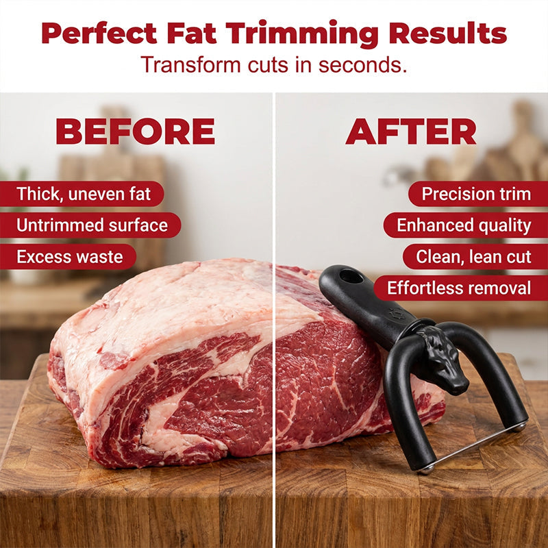 Before and after fat trimming result on beef