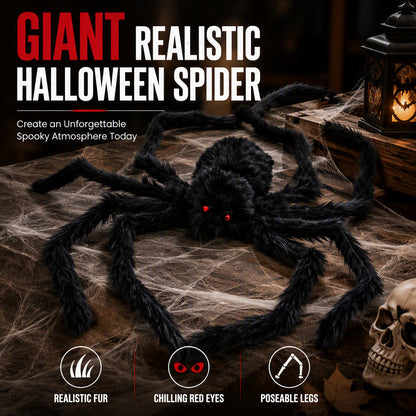 🕷️Giant Realistic Halloween Spider-75cm Red-Eye Haunt Prop