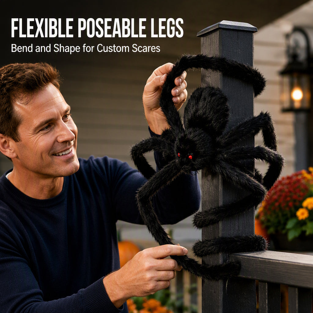 🕷️Giant Realistic Halloween Spider-75cm Red-Eye Haunt Prop