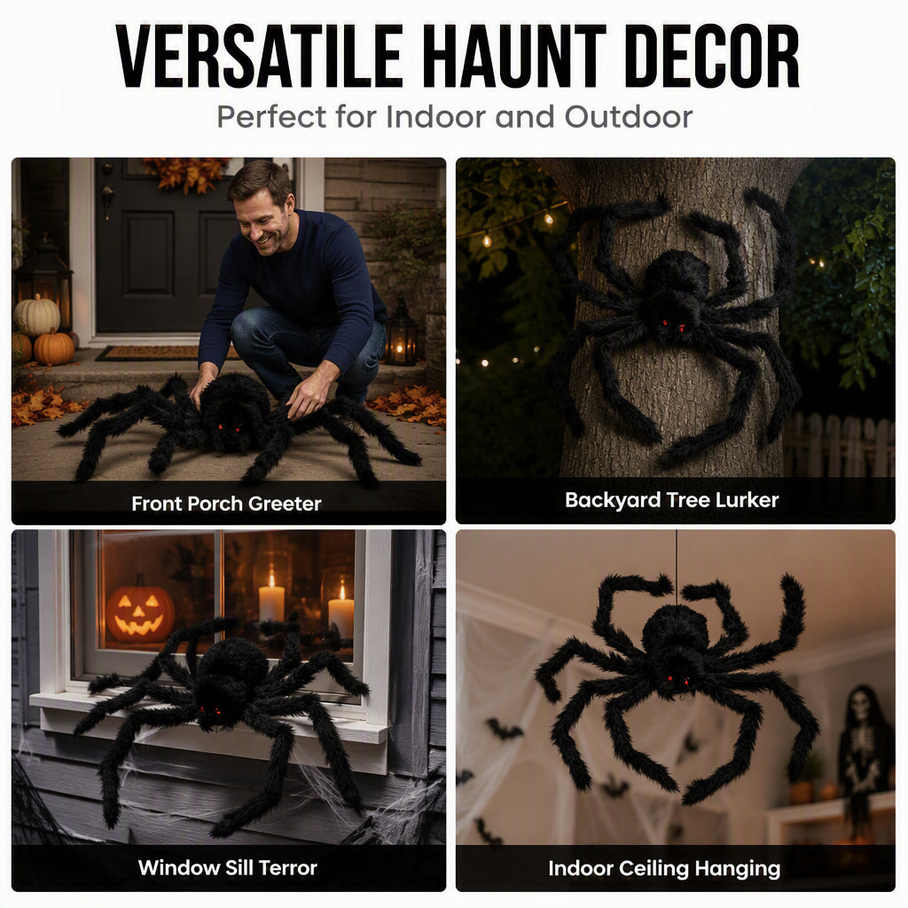 🕷️Giant Realistic Halloween Spider-75cm Red-Eye Haunt Prop