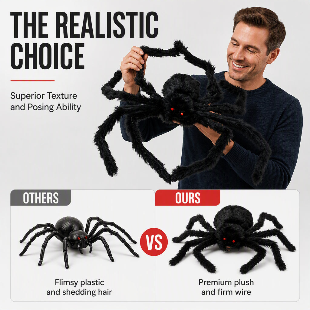🕷️Giant Realistic Halloween Spider-75cm Red-Eye Haunt Prop