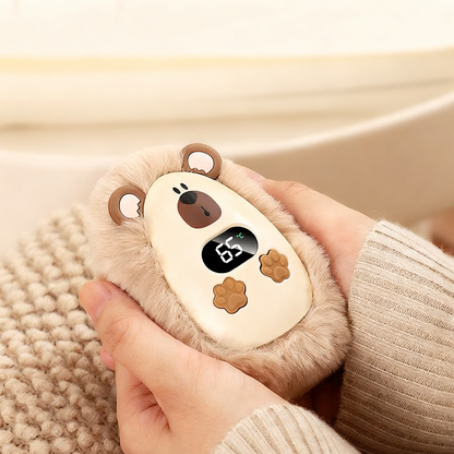 🧸 Cute Plush Rechargeable Hand Warmer – 3 Heat Levels & Digital Display