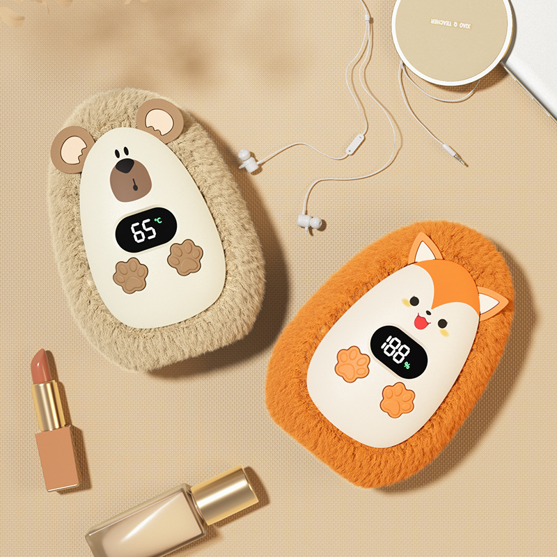 🧸 Cute Plush Rechargeable Hand Warmer – 3 Heat Levels & Digital Display