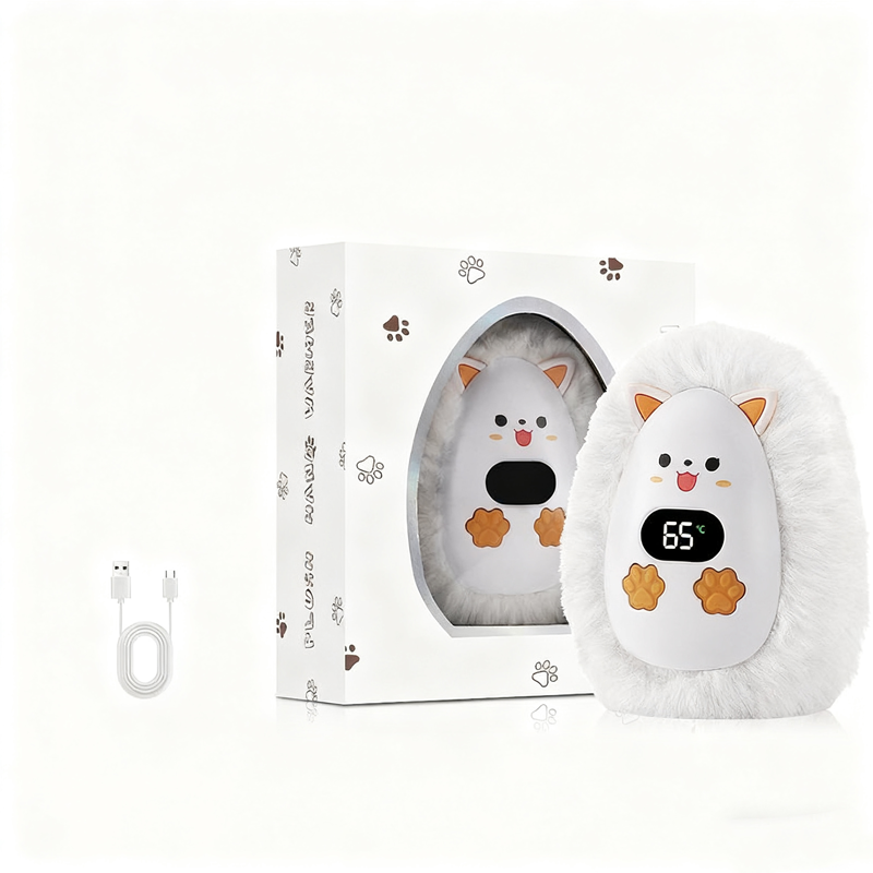🧸 Cute Plush Rechargeable Hand Warmer – 3 Heat Levels & Digital Display