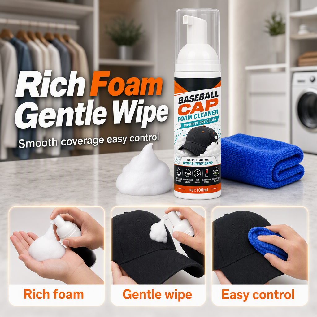 🧢 Instant Hat Foam Cleaner – No-Rinse Baseball Cap Care