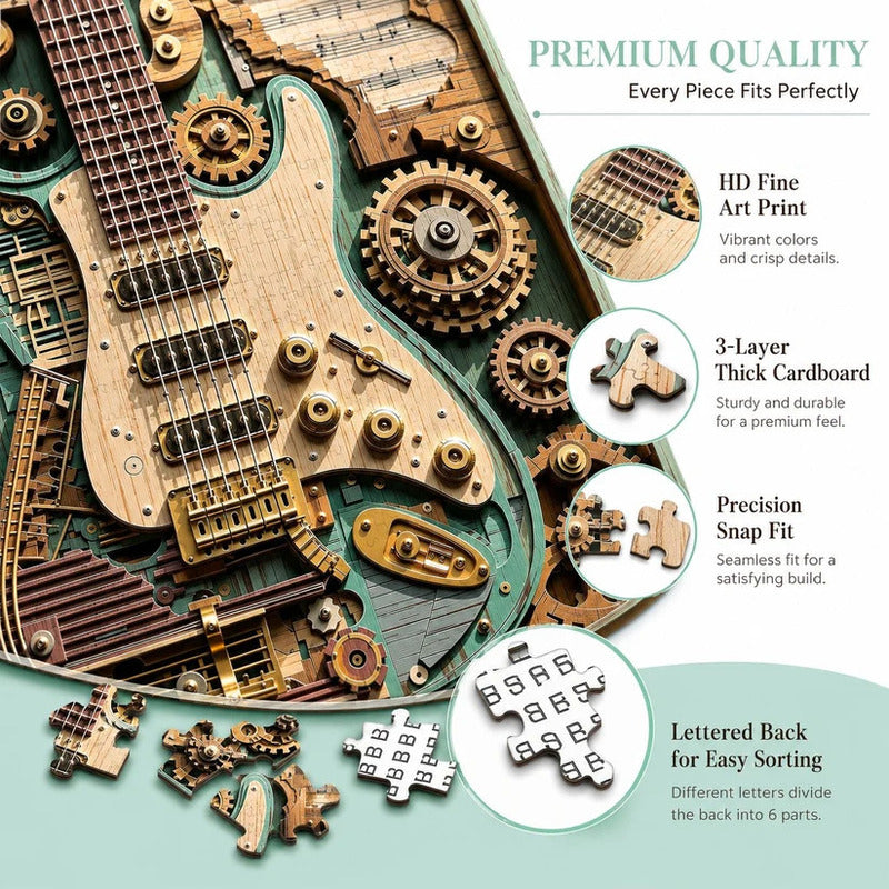 🎸 1000-Piece Steampunk Guitar Puzzle – Build It, Display It!
