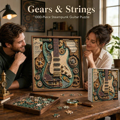 🎸 1000-Piece Steampunk Guitar Puzzle – Build It, Display It!