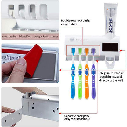 3-in-1 Wall-Mounted Toothbrush Holder & Toothpaste Dispenser