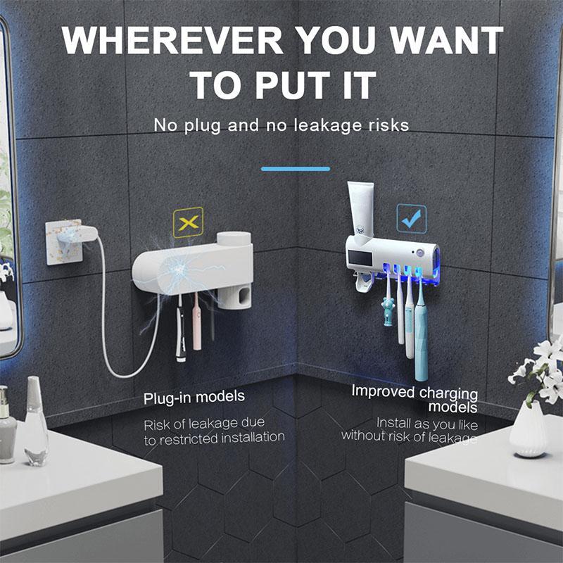 3-in-1 Wall-Mounted Toothbrush Holder & Toothpaste Dispenser