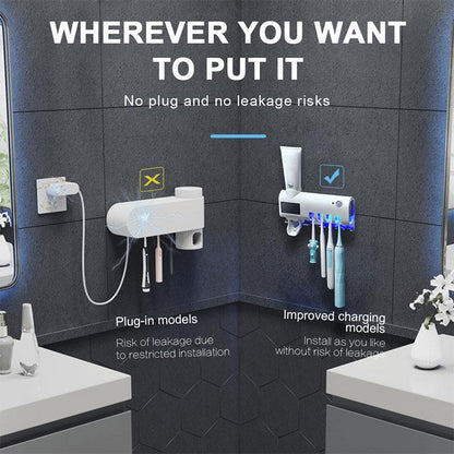3-in-1 Wall-Mounted Toothbrush Holder & Toothpaste Dispenser