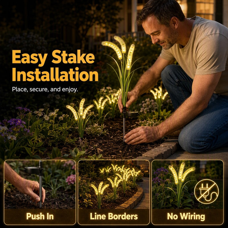 Solar Foxtail Grass Garden Lights – Decorative Outdoor Stake Lights
