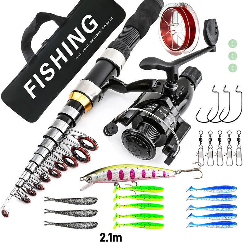 Portable Telescopic Fishing Rod & Reel Kit with Lures and Carry Bag