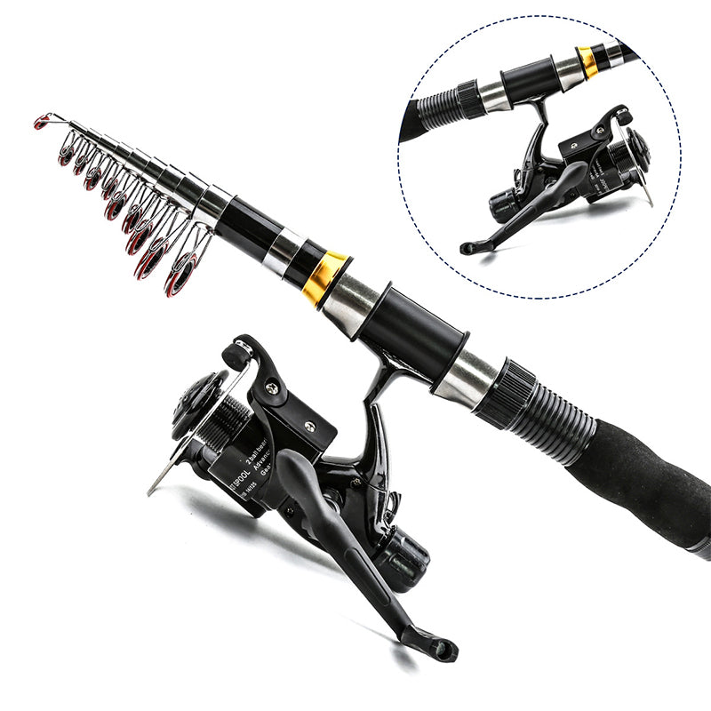 Portable Telescopic Fishing Rod & Reel Kit with Lures and Carry Bag
