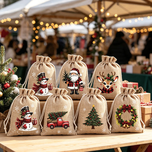 🎅 Christmas in One Pull – Festive Drawstring Gift Bags for Treats & Tiny Surprises🎄