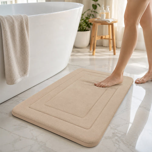 Soft Quick-Dry Bath Mat – Cushioned Coral Fleece Bathroom Rug