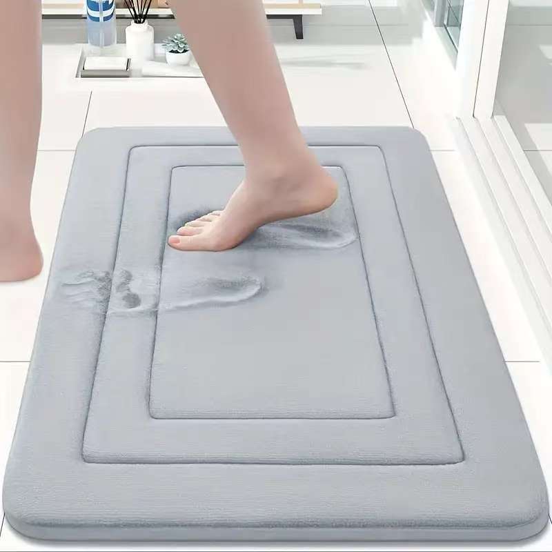 Soft Quick-Dry Bath Mat – Cushioned Coral Fleece Bathroom Rug