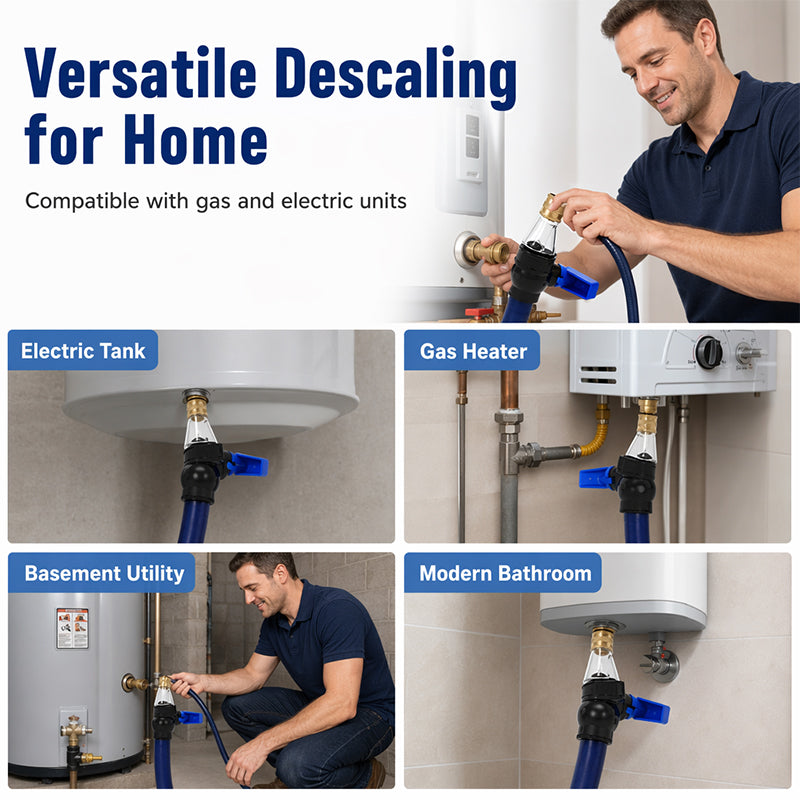 Disassembly-Free Water Heater Cleaning Tool for Gas and Electric Systems