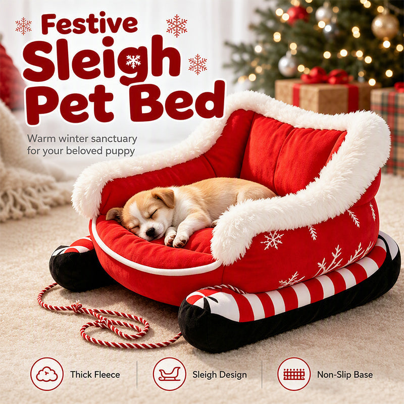 🎄 Christmas Sleigh Pet Bed – A Cozy Holiday Bed for Dogs & Cats