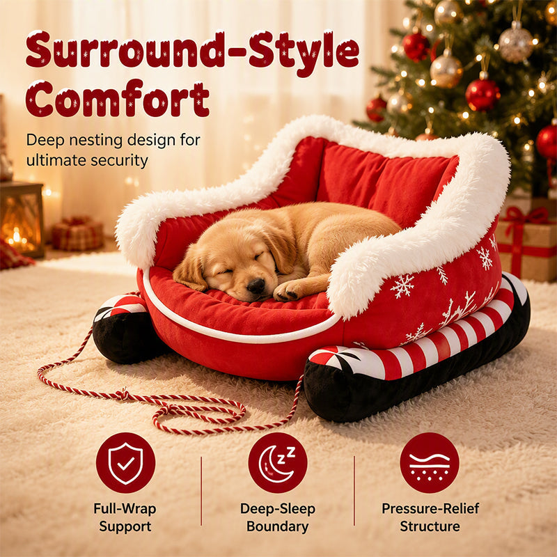 🎄 Christmas Sleigh Pet Bed – A Cozy Holiday Bed for Dogs & Cats
