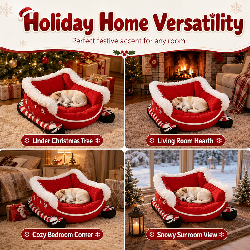 🎄 Christmas Sleigh Pet Bed – A Cozy Holiday Bed for Dogs & Cats
