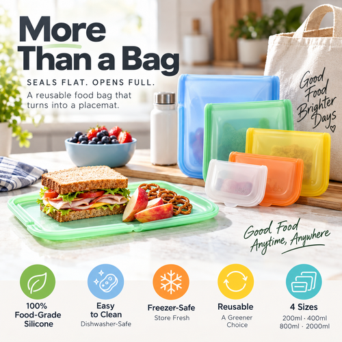 🥪 2-in-1 Silicone Food Bag – Store It, Open It, Eat From It