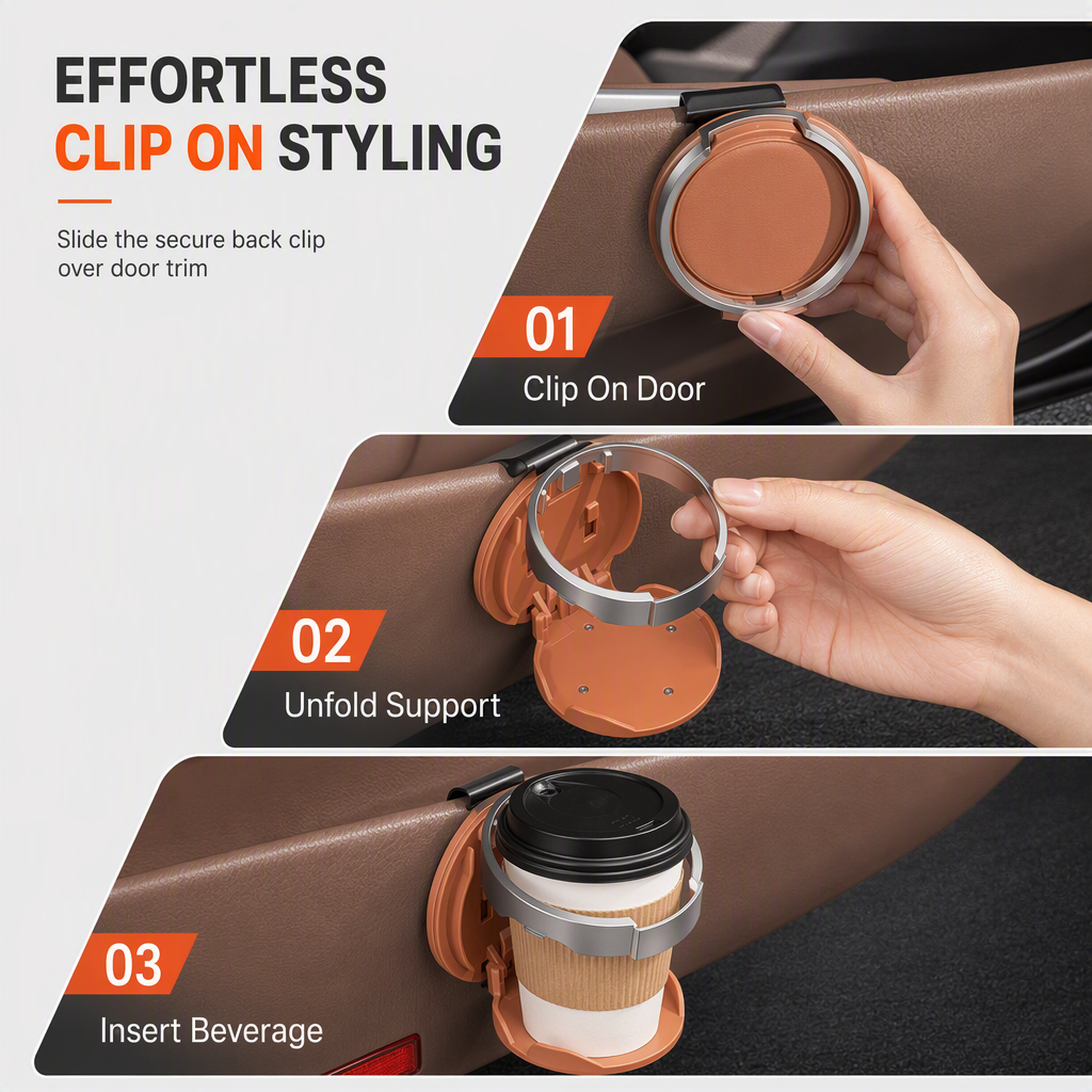 🚗 Foldable Car Door Cup Holder – Extra Drink Space, Less Clutter
