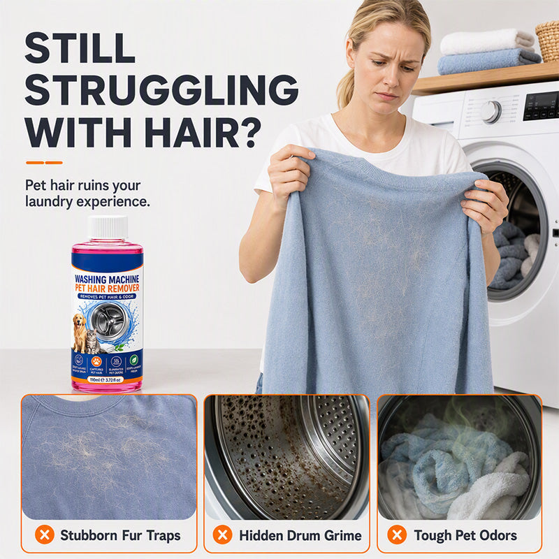 🐾 4-in-1 Pet Hair Laundry Cleaner – Odor Refresh & Washing Machine Drum Care
