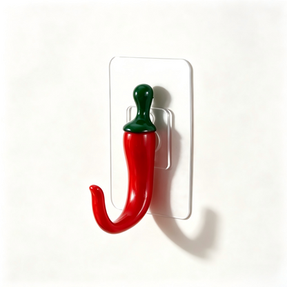 🌶️ Chili-Shaped No-Drill Wall Hooks – Fun Adhesive Storage for Keys, Towels & More