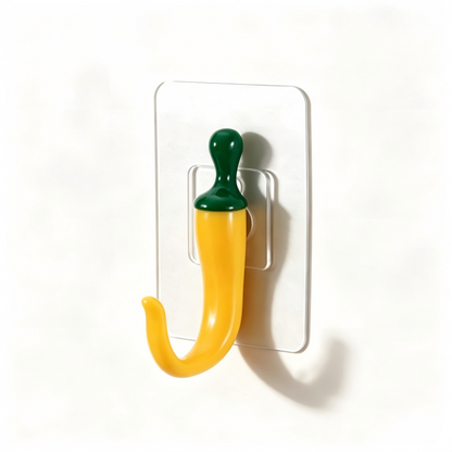 🌶️ Chili-Shaped No-Drill Wall Hooks – Fun Adhesive Storage for Keys, Towels & More