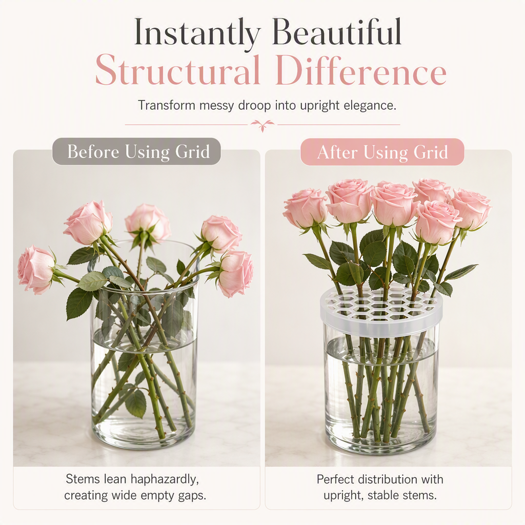 🌷 Silicone Flower Arranging Grid – Keep Stems Spaced & Supported