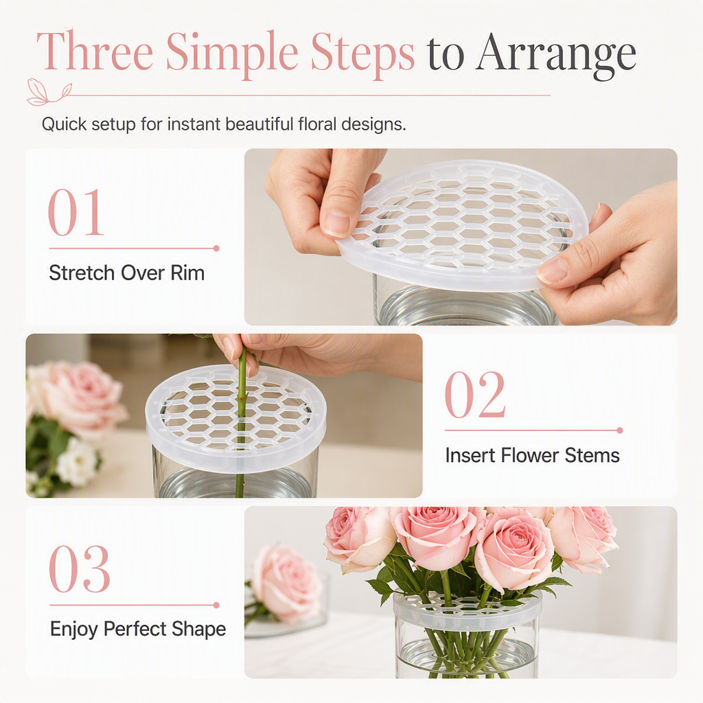 🌷 Silicone Flower Arranging Grid – Keep Stems Spaced & Supported