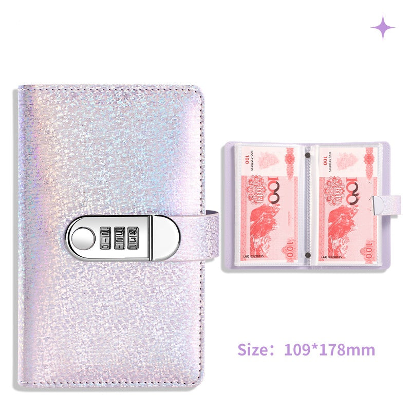 🔐 Glitter Cash Budget Binder – Organize Your Savings with a 3-Digit Lock