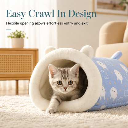 🐱 Cozy Warm Hooded Pet Cave Bed - Semi-Enclosed Winter Cat Sleeping Bag
