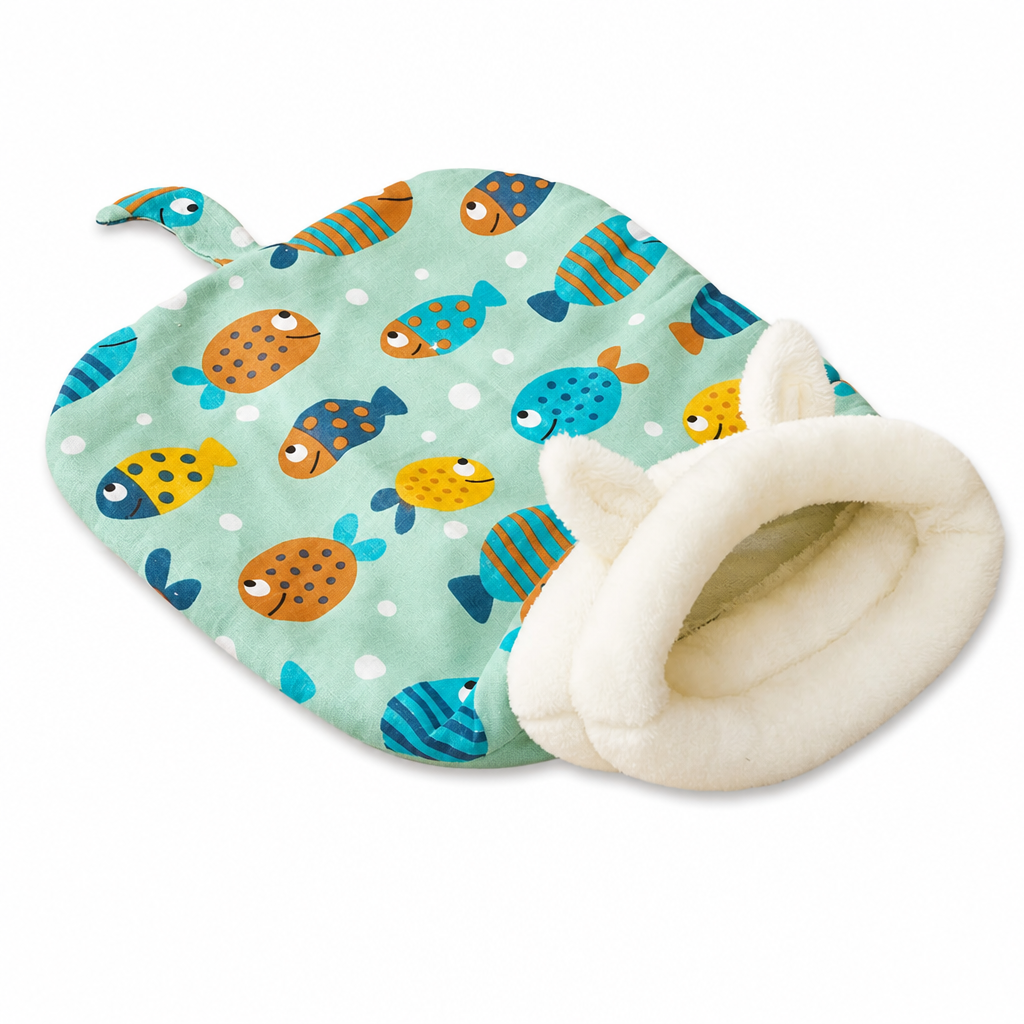 🐱 Cozy Warm Hooded Pet Cave Bed - Semi-Enclosed Winter Cat Sleeping Bag