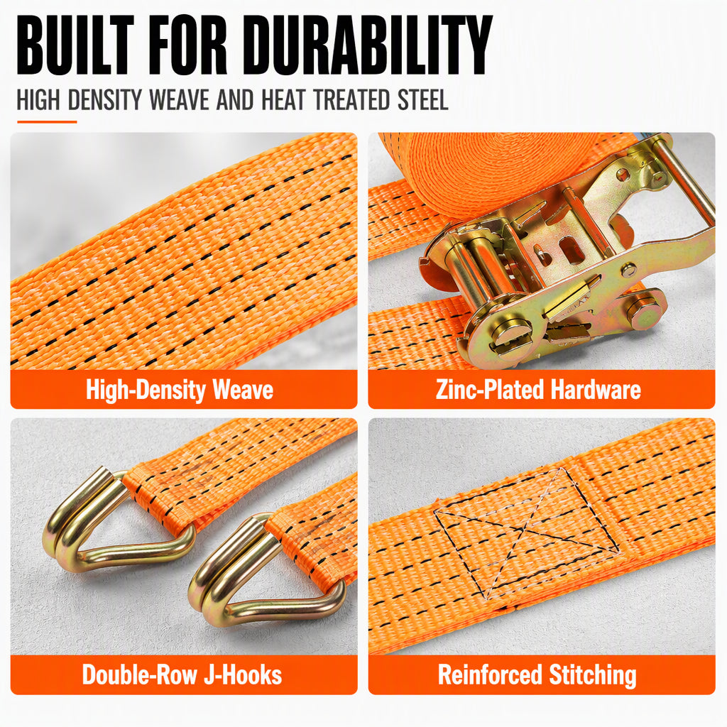 🚚 Heavy-Duty Ratchet Cargo Strap – Secure Double-Hook Tie Down for Cars, Trucks & Trailers