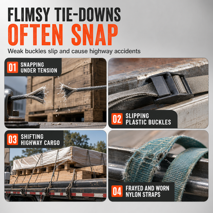 🚚 Heavy-Duty Ratchet Cargo Strap – Secure Double-Hook Tie Down for Cars, Trucks & Trailers