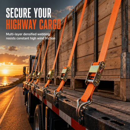 🚚 Heavy-Duty Ratchet Cargo Strap – Secure Double-Hook Tie Down for Cars, Trucks & Trailers