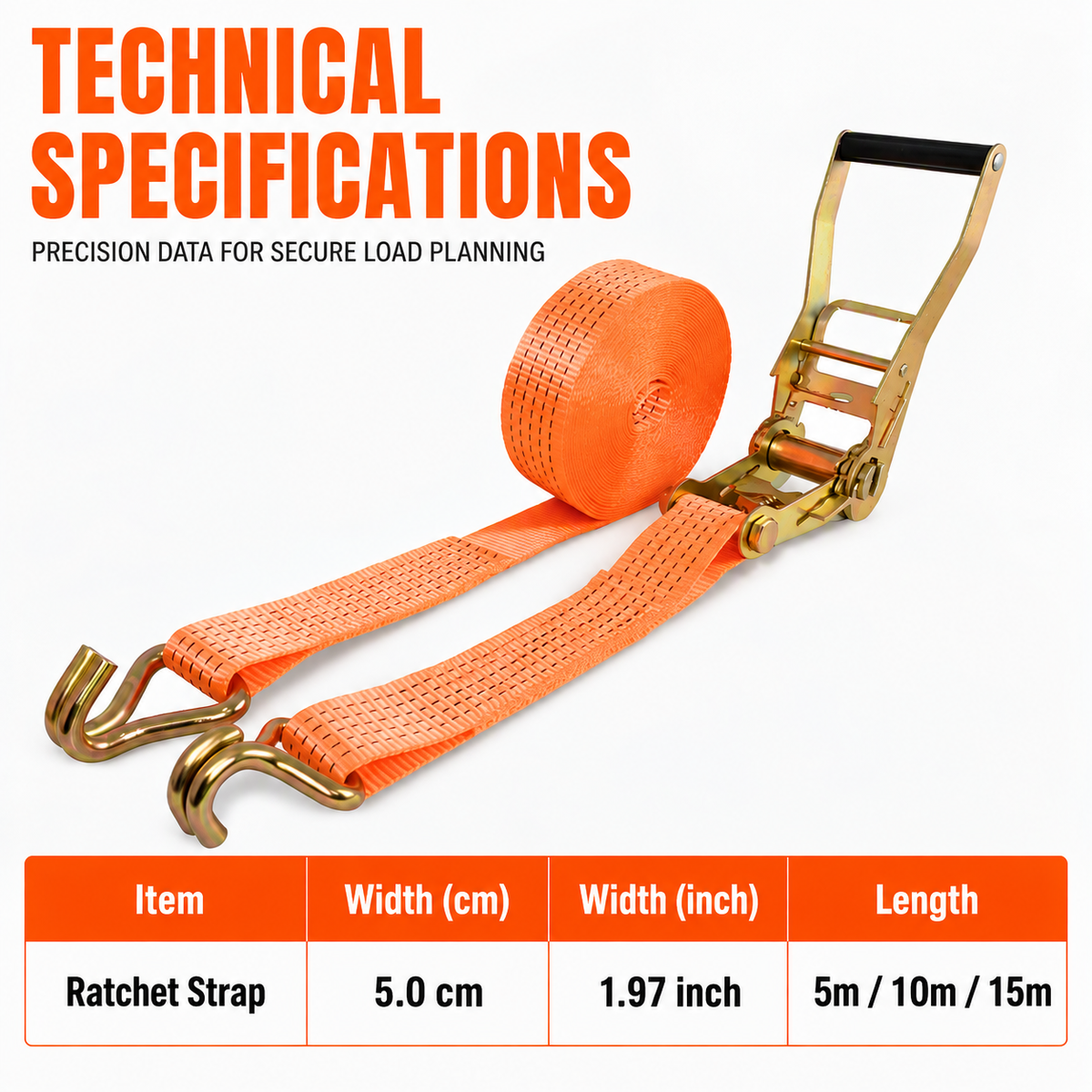 🚚 Heavy-Duty Ratchet Cargo Strap – Secure Double-Hook Tie Down for Cars, Trucks & Trailers