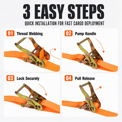 🚚 Heavy-Duty Ratchet Cargo Strap – Secure Double-Hook Tie Down for Cars, Trucks & Trailers