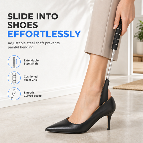 👞 70cm Telescopic Shoe Horn – Long Handle for Easier Shoe Dressing