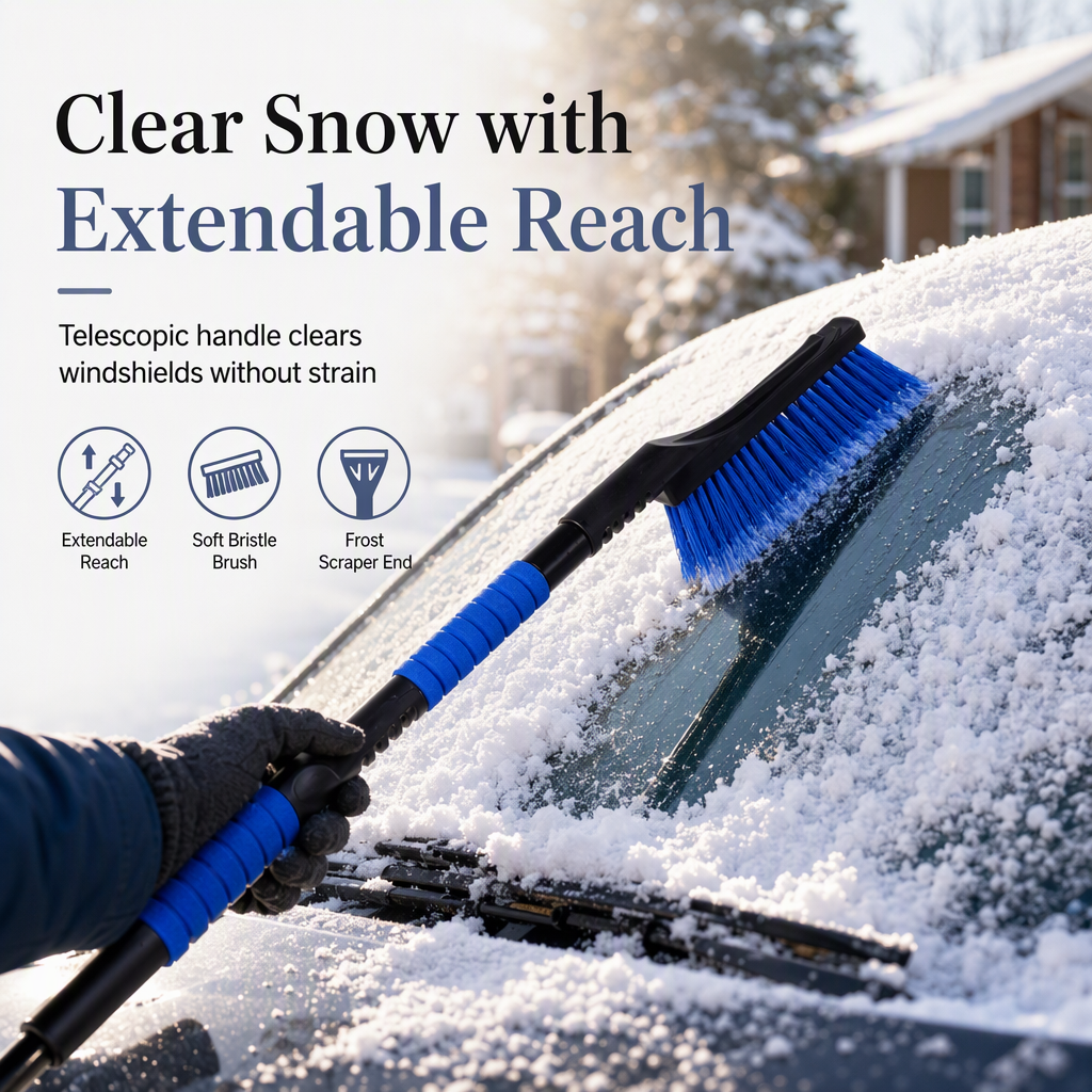 ❄️ 2-in-1 Extendable Snow Brush & Ice Scraper – Clear Your Car the Easy Way