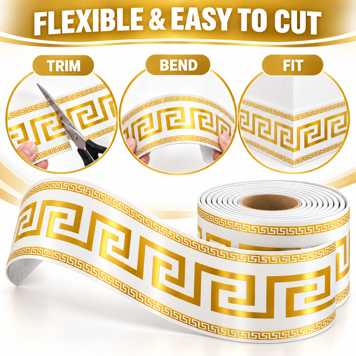 Peel & Stick Decorative Wall Border – 5M Geometric Trim Roll ✨