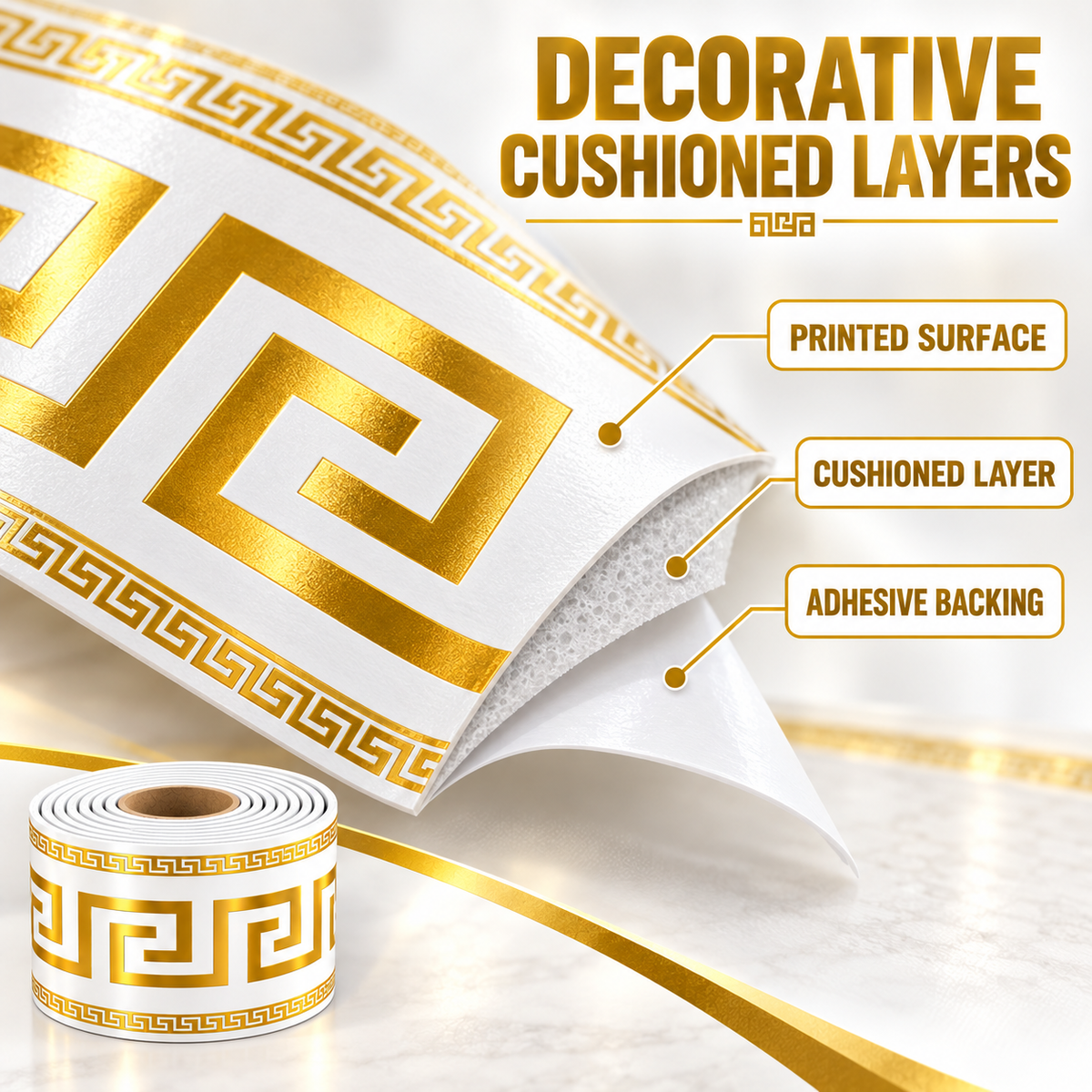 Peel & Stick Decorative Wall Border – 5M Geometric Trim Roll ✨