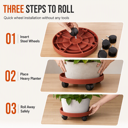 🪴 Rolling Plant Caddy with Wheels – Move Big Pots the Easy Way