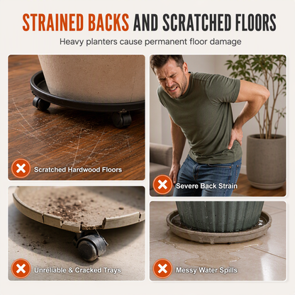 🪴 Rolling Plant Caddy with Wheels – Move Big Pots the Easy Way