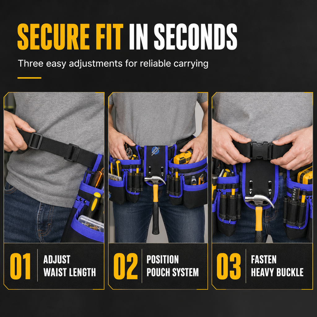 🛠️ Magnetic Tool Belt with Pockets – Keep Tools & Screws Within Reach