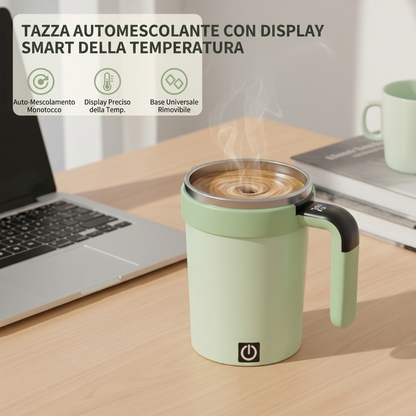 ☕ Smart Self-Stirring Coffee Mug – One-Touch Mixing + Temperature Display