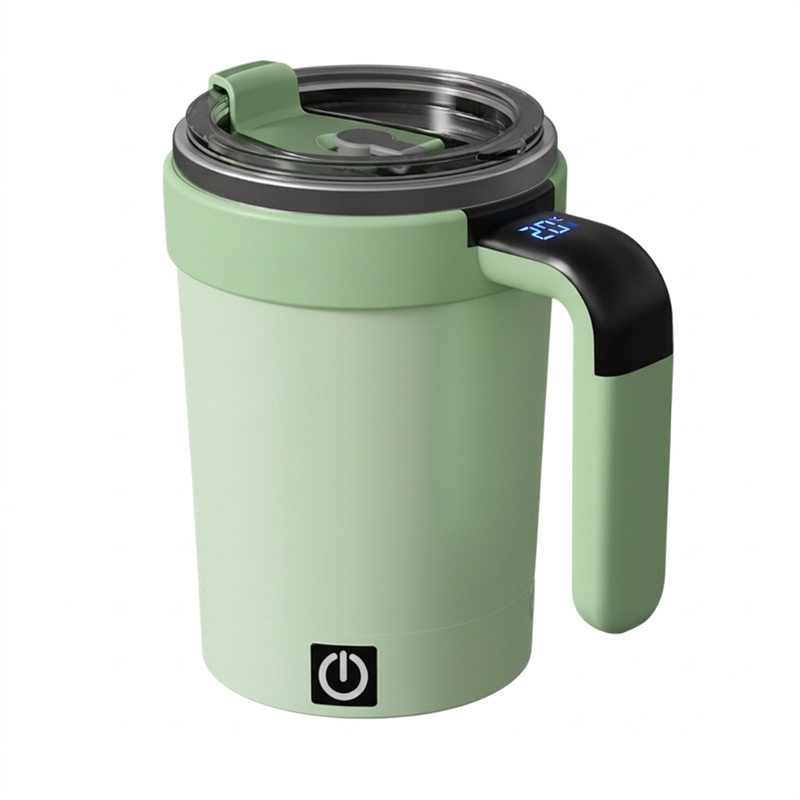 ☕ Smart Self-Stirring Coffee Mug – One-Touch Mixing + Temperature Display