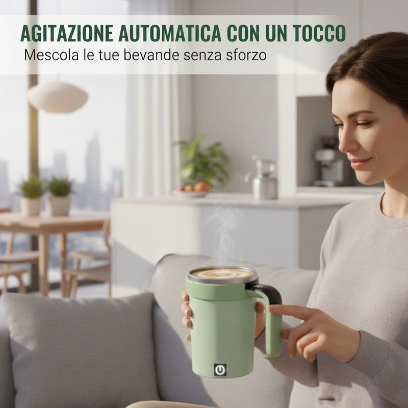 ☕ Smart Self-Stirring Coffee Mug – One-Touch Mixing + Temperature Display